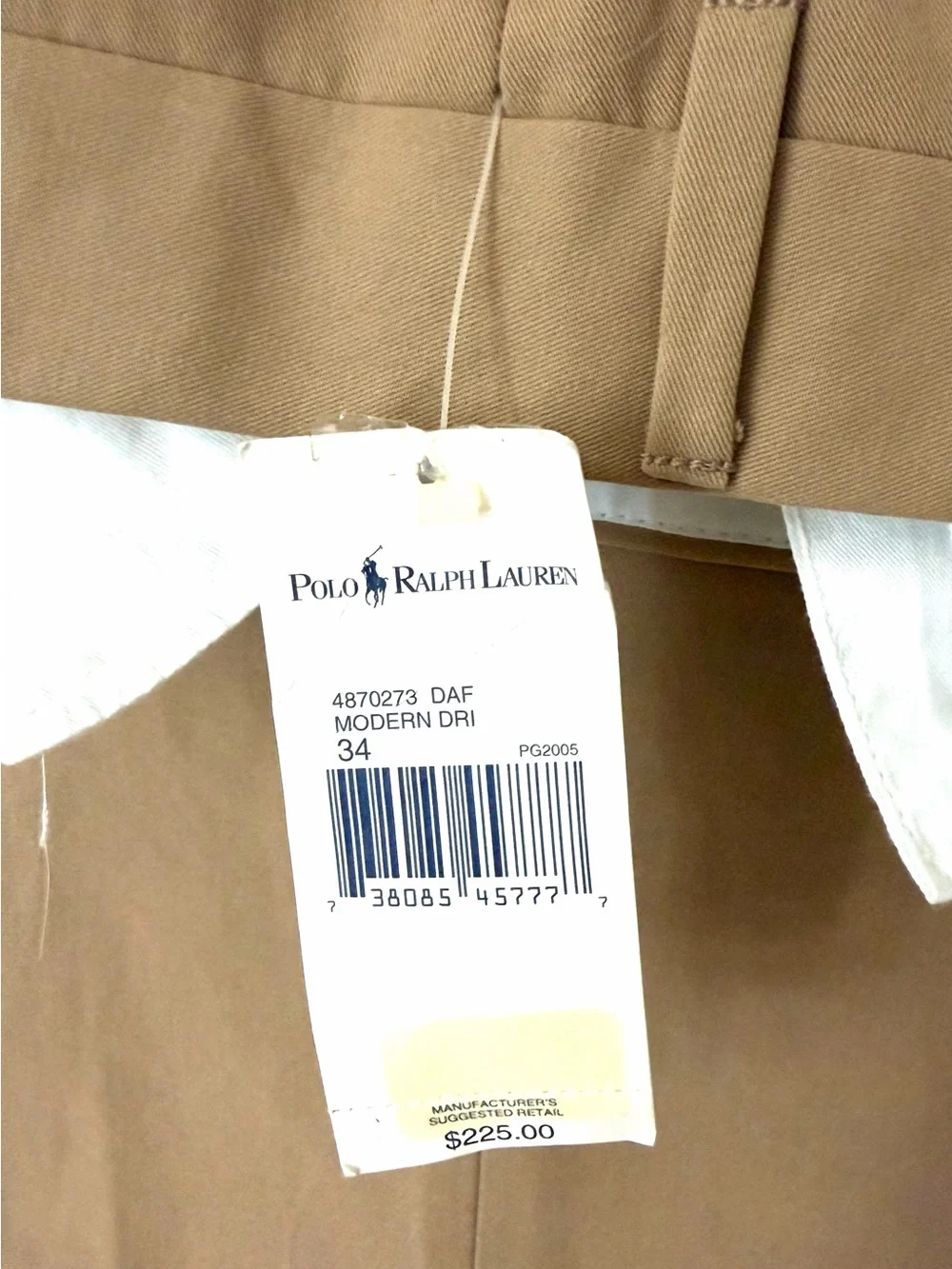Vintage NWT Polo Ralph Lauren Men's Khaki Pants 90’s Italy 34